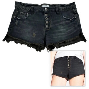 Free People Distressed Button Fly Shorts Raw Hem concert festival rodeo Size 26